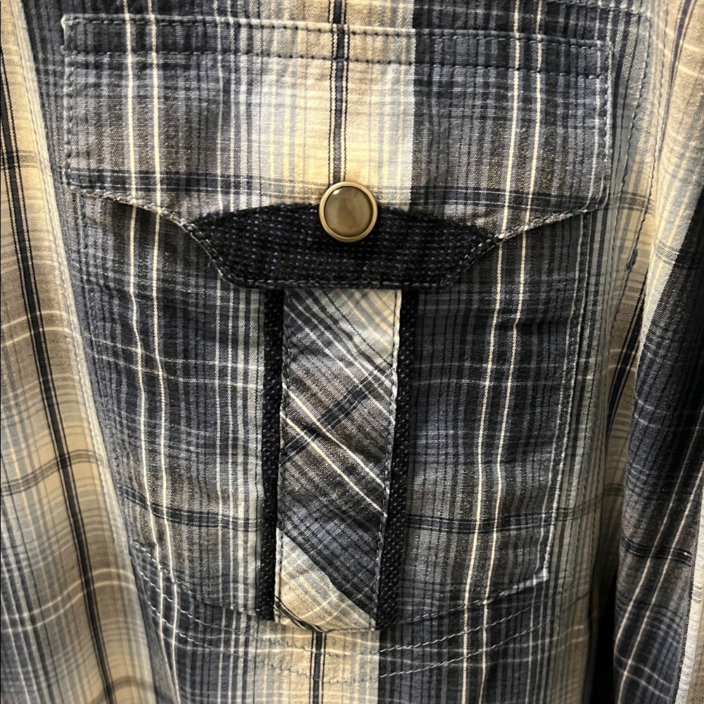 VTG PANHANDLE SLIM Pearl Snap Buttons Western Plaid Long Sleeved Shirt Size XL - Picture 2 of 13